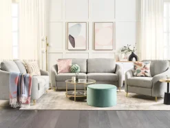 Outlet Sofa dla 2 osób TROSA Jasnoszary Sofy Tapicerowane|Sofy Dwuosobowe