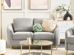 Outlet Sofa dla 2 osób TROSA Jasnoszary Sofy Tapicerowane|Sofy Dwuosobowe