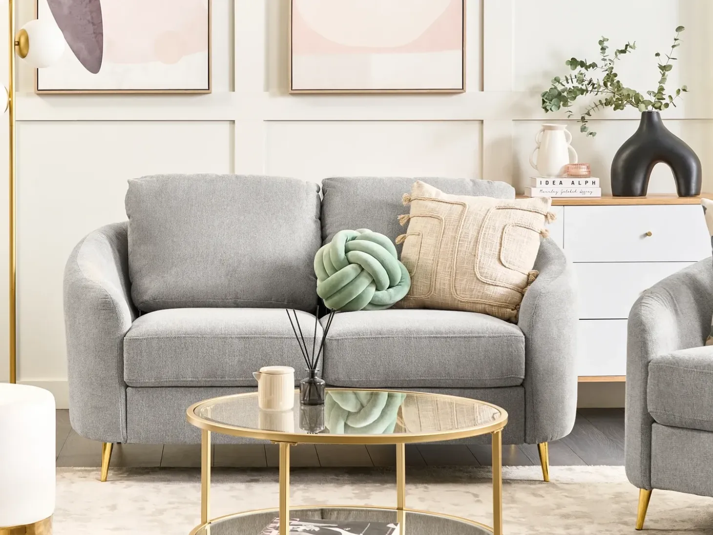 Outlet Sofa dla 2 osób TROSA Jasnoszary Sofy Tapicerowane|Sofy Dwuosobowe