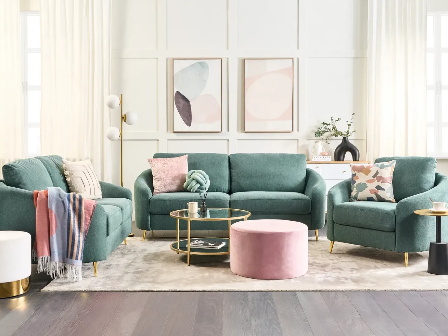 Discount Sofa dla 3 osób TROSA Zielony Sofy Tapicerowane|Kolekcje Sof