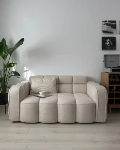 New Sofa dla 2 osób UTANA Boucle Złamana biel Sofy Tapicerowane|Sofy Dwuosobowe