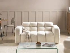 New Sofa dla 2 osób UTANA Boucle Złamana biel Sofy Tapicerowane|Sofy Dwuosobowe