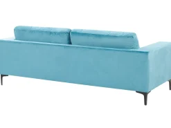 New Sofa dla 3 osób VADSTENA Welur Błękitny Sofy Tapicerowane|Wszystkie Sofy
