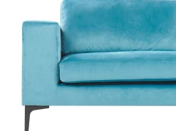 New Sofa dla 3 osób VADSTENA Welur Błękitny Sofy Tapicerowane|Wszystkie Sofy