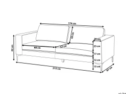 New Sofa dla 3 osób VADSTENA Welur Błękitny Sofy Tapicerowane|Wszystkie Sofy