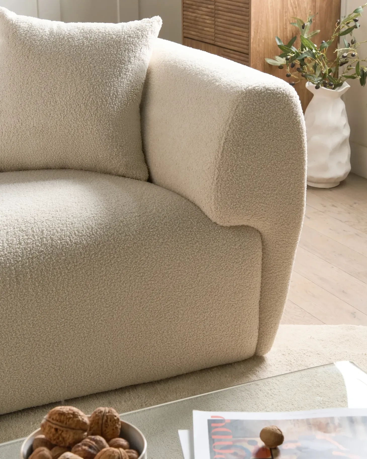 Sofa dla 2 osób VALBY Boucle Złamana biel Sofy Tapicerowane|Sofy Dwuosobowe