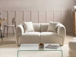 Sofa dla 2 osób VALBY Boucle Złamana biel Sofy Tapicerowane|Sofy Dwuosobowe