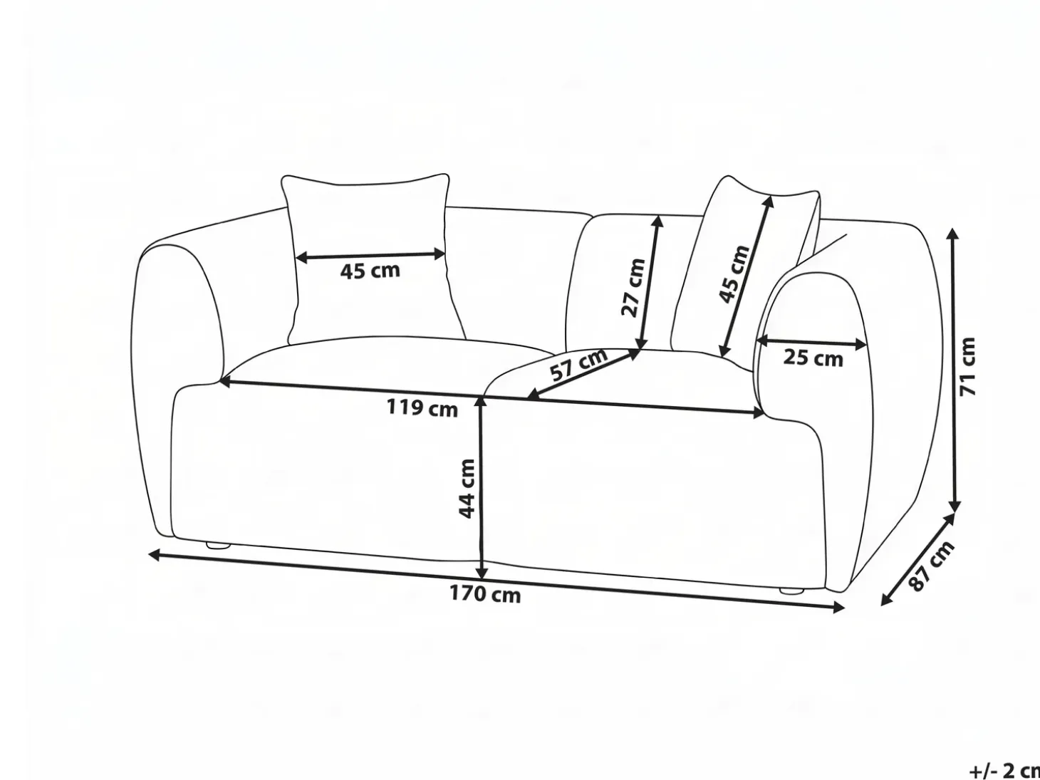 Sofa dla 2 osób VALBY Boucle Złamana biel Sofy Tapicerowane|Sofy Dwuosobowe