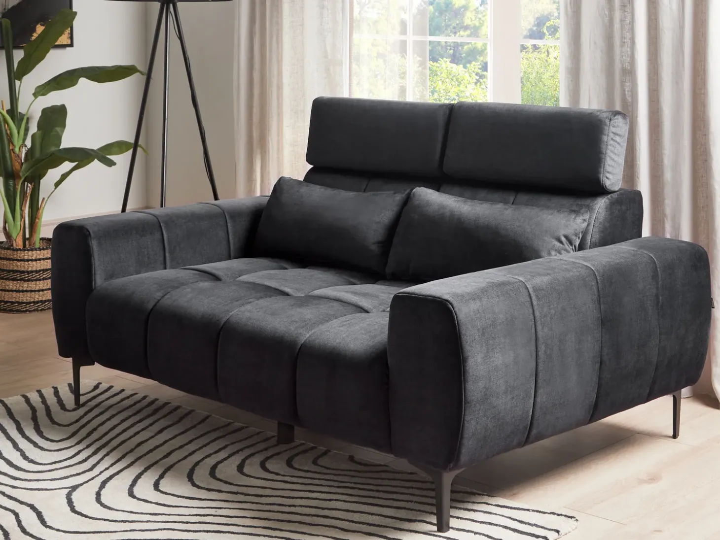 Sale Sofa dla 2 osób VEGAMO Welur Sofy Tapicerowane|Sofy Dwuosobowe
