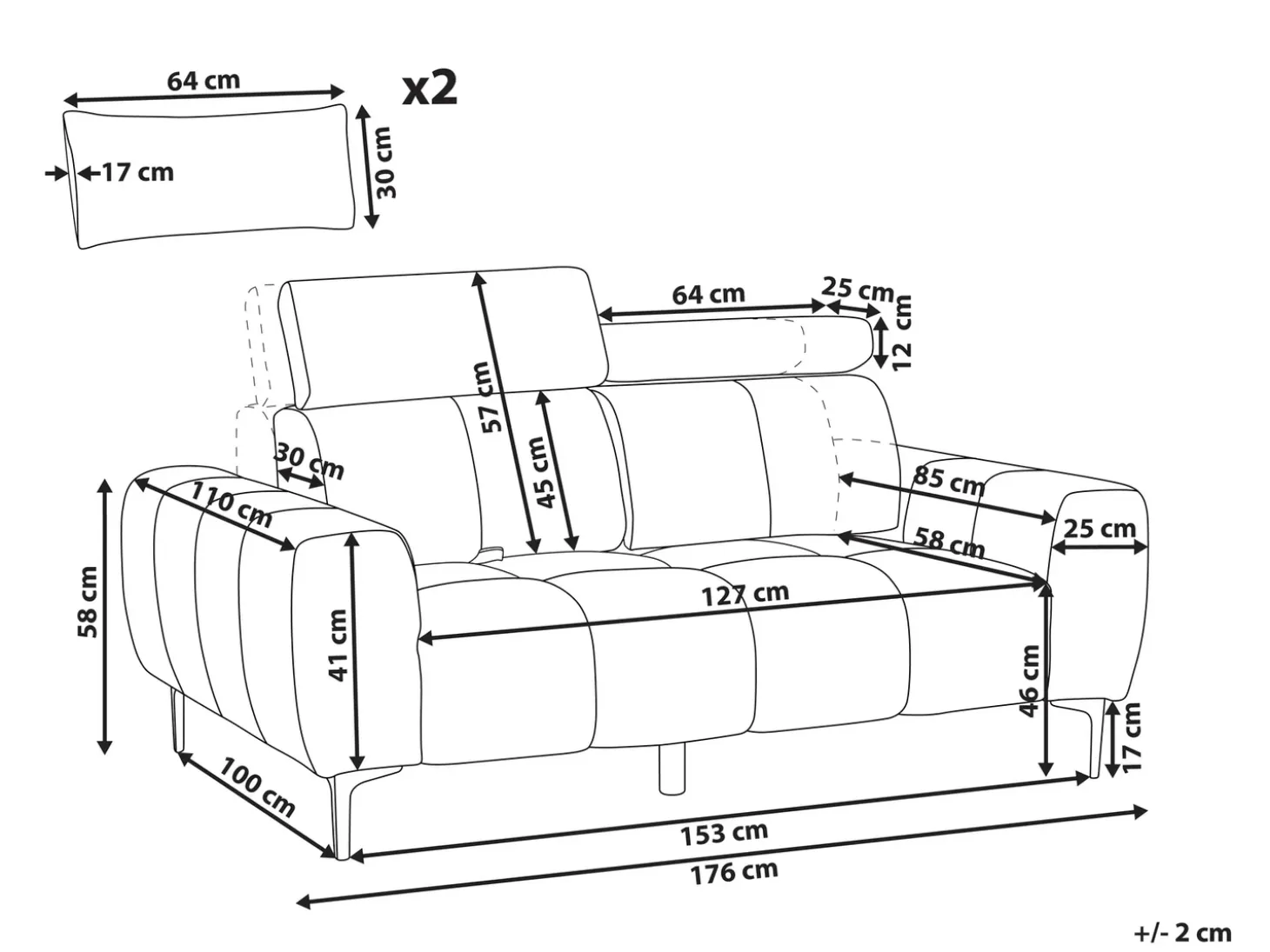 Sale Sofa dla 2 osób VEGAMO Welur Sofy Tapicerowane|Sofy Dwuosobowe