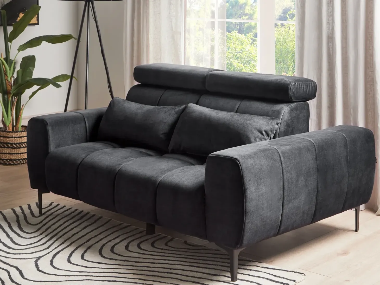 Sale Sofa dla 2 osób VEGAMO Welur Sofy Tapicerowane|Sofy Dwuosobowe