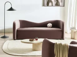 Outlet Sofa dla 3 osób VELTADA Welur Ciemno Sofy Tapicerowane|Wszystkie Sofy