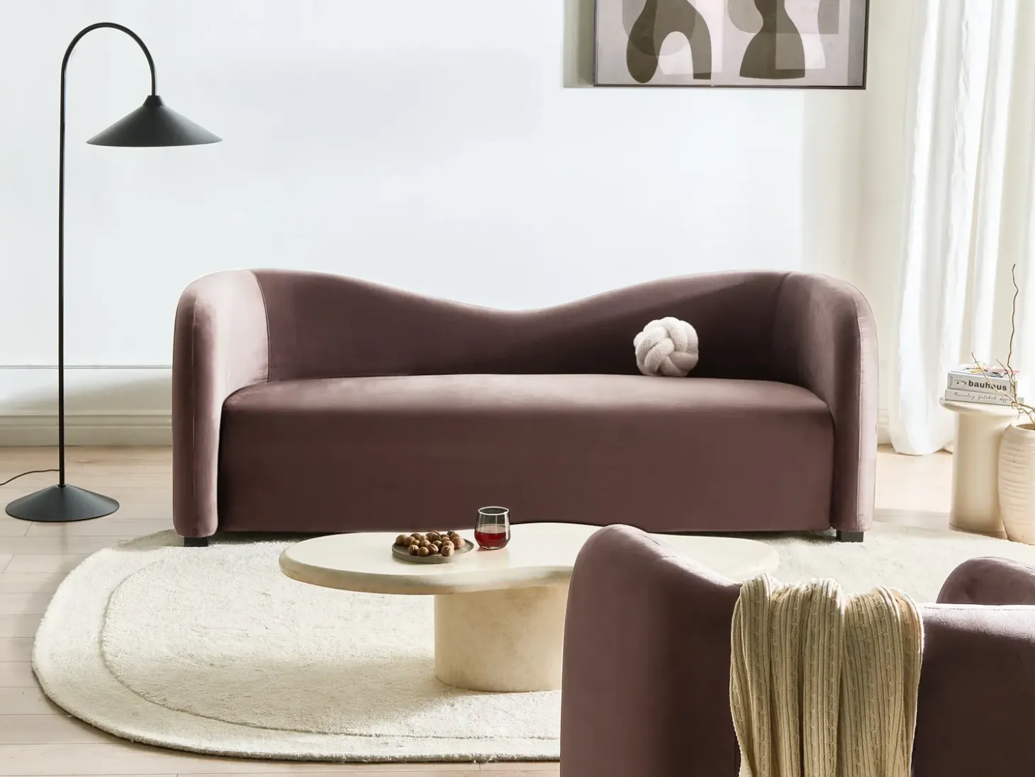 Outlet Sofa dla 3 osób VELTADA Welur Ciemno Sofy Tapicerowane|Wszystkie Sofy