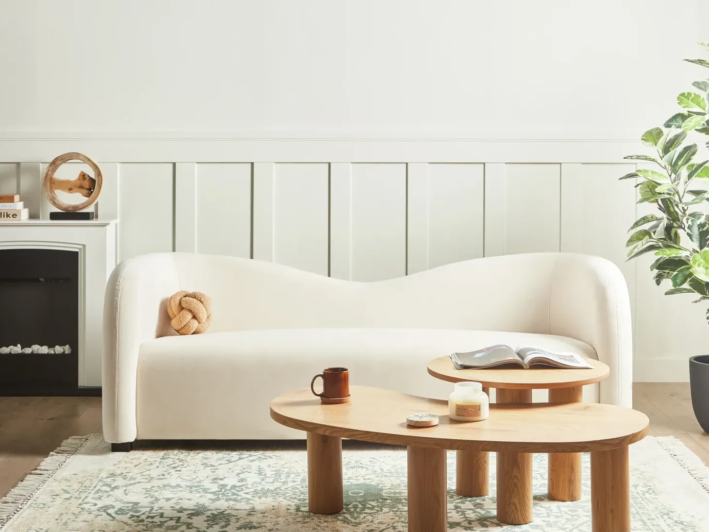 Discount Sofa dla 3 osób VELTADA Welur Złamana biel Sofy Tapicerowane|Wszystkie Sofy