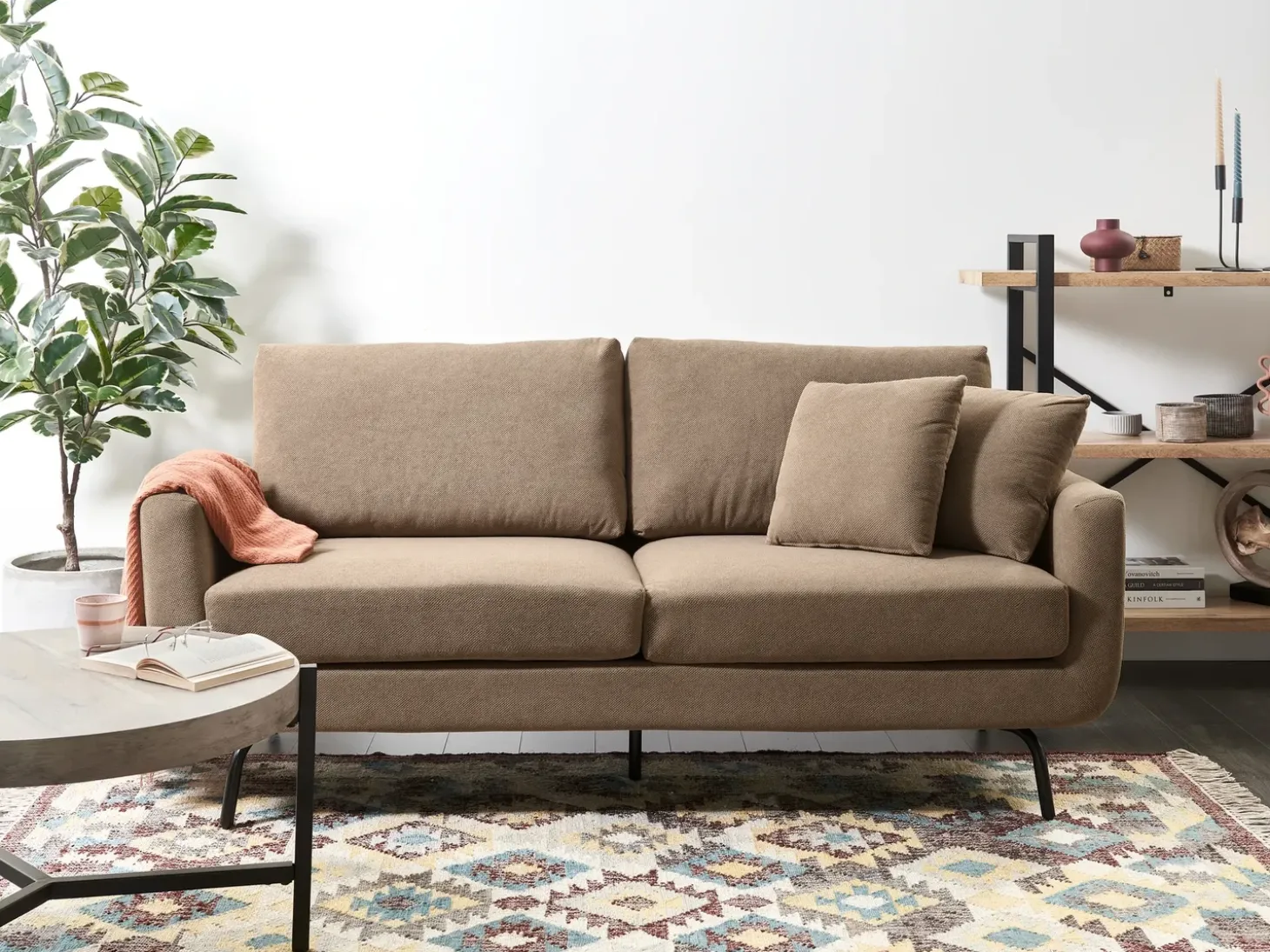 Best Sofa dla 3 osób VESALA Jasnobrązowy Sofy Tapicerowane|Wszystkie Sofy