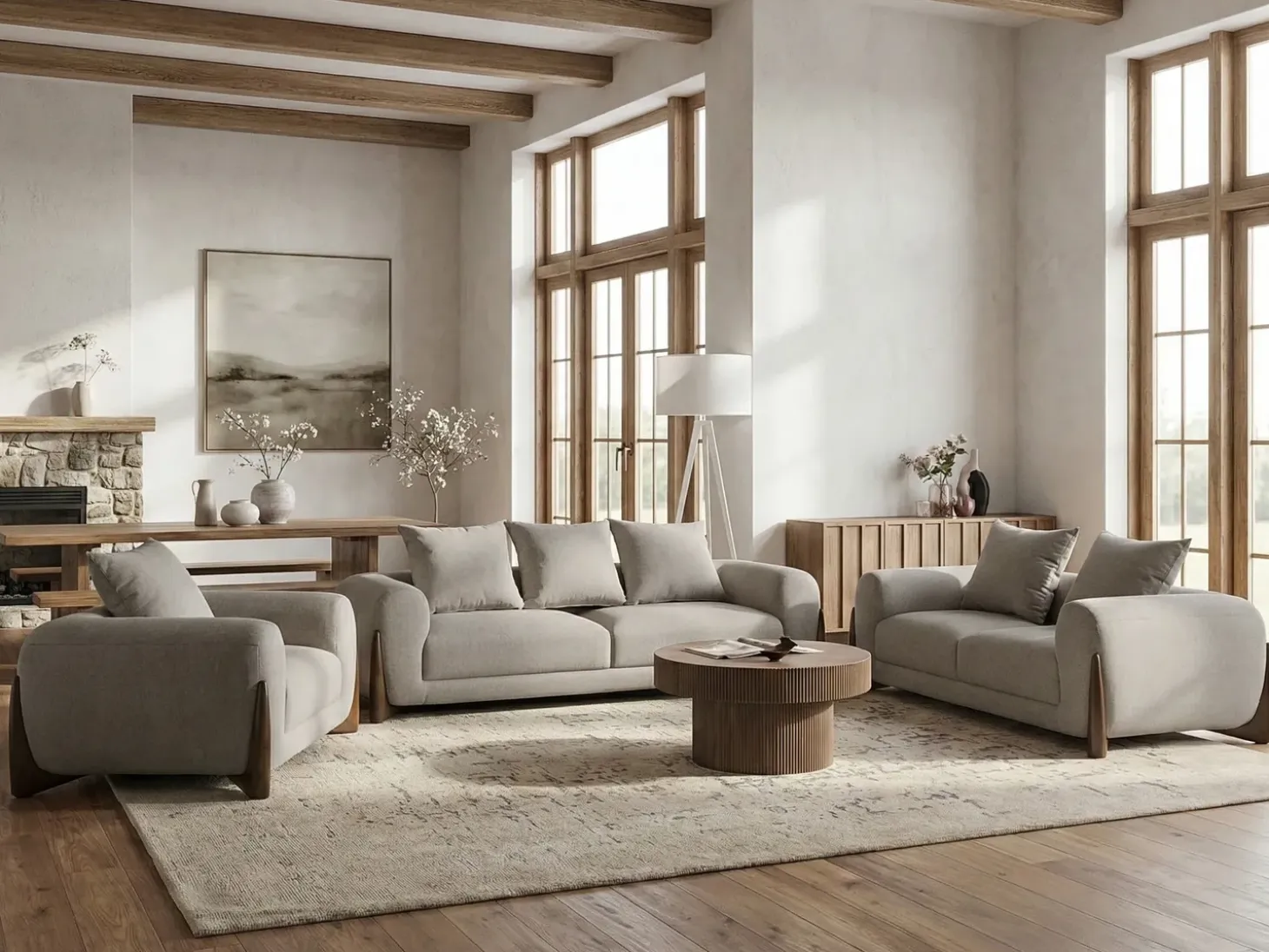 Clearance Sofa dla 2 osób VINLIDEN Beżowoszary Sofy Tapicerowane|Sofy Dwuosobowe