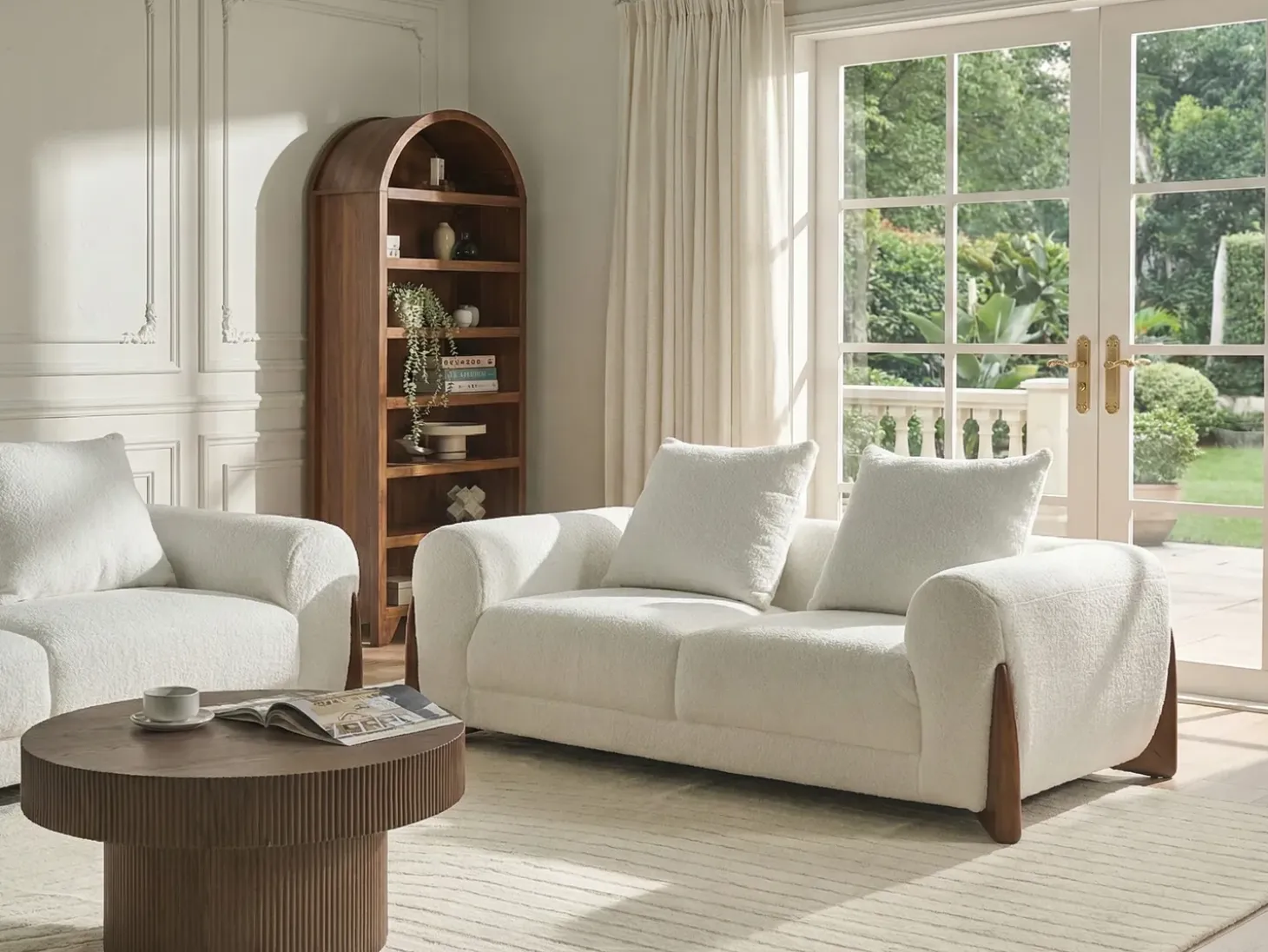 Online Sofa dla 2 osób VINLIDEN Boucle Biały Sofy Tapicerowane|Sofy Dwuosobowe