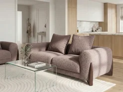 Clearance Sofa dla 2 osób VINLIDEN Boucle Brązowy Sofy Tapicerowane|Sofy Dwuosobowe
