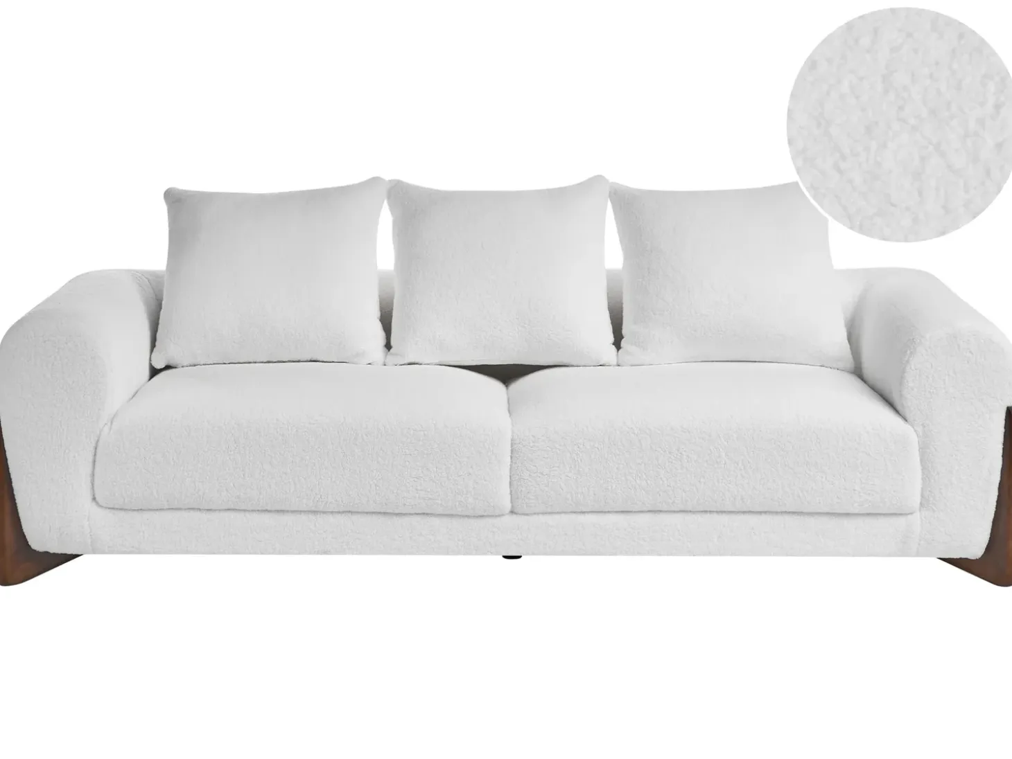 Hot Sofa dla 3 osób VINLIDEN Boucle Biały Sofy Tapicerowane|Kolekcje Sof