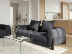 Sale Sofa dla 2 osób VINLIDEN Czarny Sofy Tapicerowane|Sofy Dwuosobowe