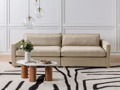Online Sofa dla 3 osób VINSTRA Beżowoszary Sofy Tapicerowane|Wszystkie Sofy