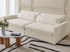 Sale Sofa dla 3 osób VINSTRA Boucle Złamana biel Sofy Tapicerowane|Wszystkie Sofy