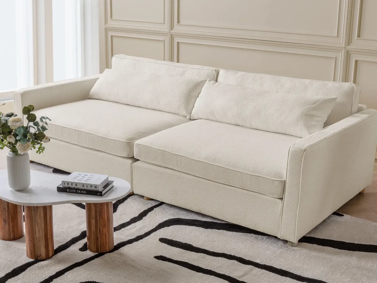 Sale Sofa dla 3 osób VINSTRA Boucle Złamana biel Sofy Tapicerowane|Wszystkie Sofy