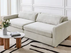 New Sofa dla 3 osób VINSTRA Sztruks Jasnoszary Sofy Tapicerowane|Wszystkie Sofy