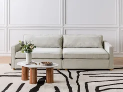 New Sofa dla 3 osób VINSTRA Sztruks Jasnoszary Sofy Tapicerowane|Wszystkie Sofy