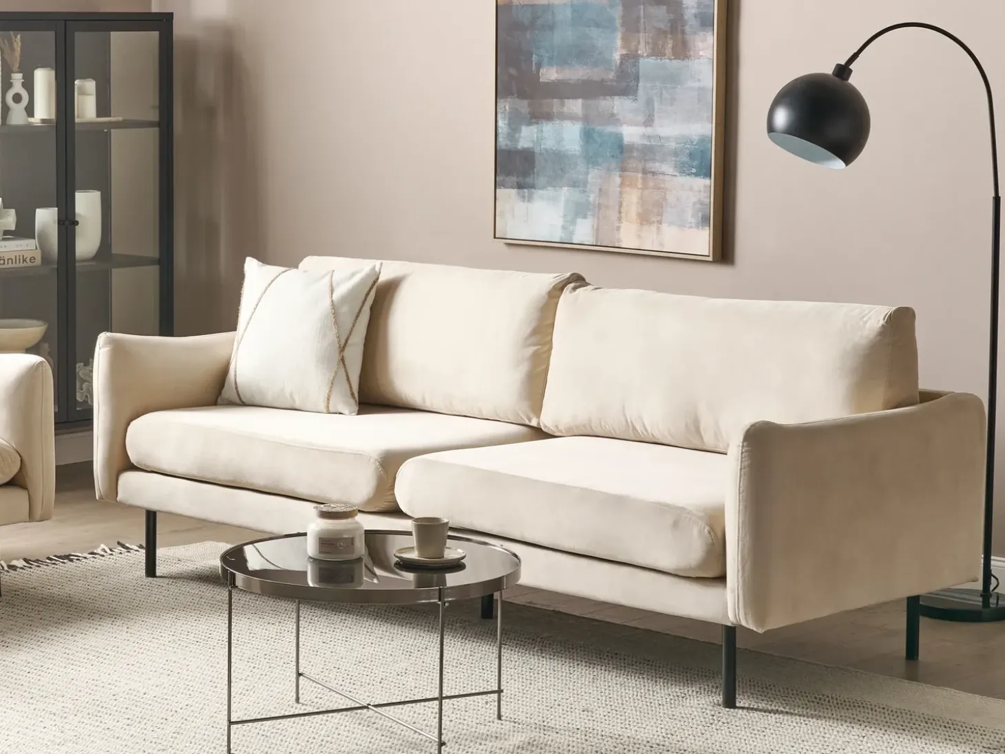 Discount Sofa dla 3 osób VINTERBRO Welur Jasnobeżowy Sofy Tapicerowane|Kolekcje Sof