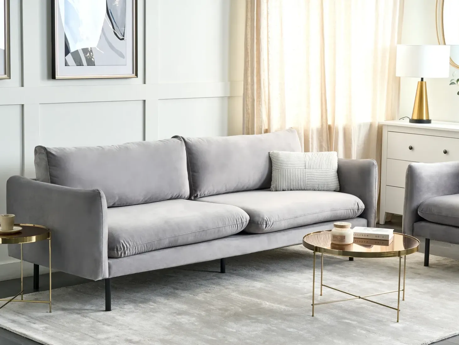 Clearance Sofa dla 3 osób VINTERBRO Welur Szary Sofy Tapicerowane|Kolekcje Sof