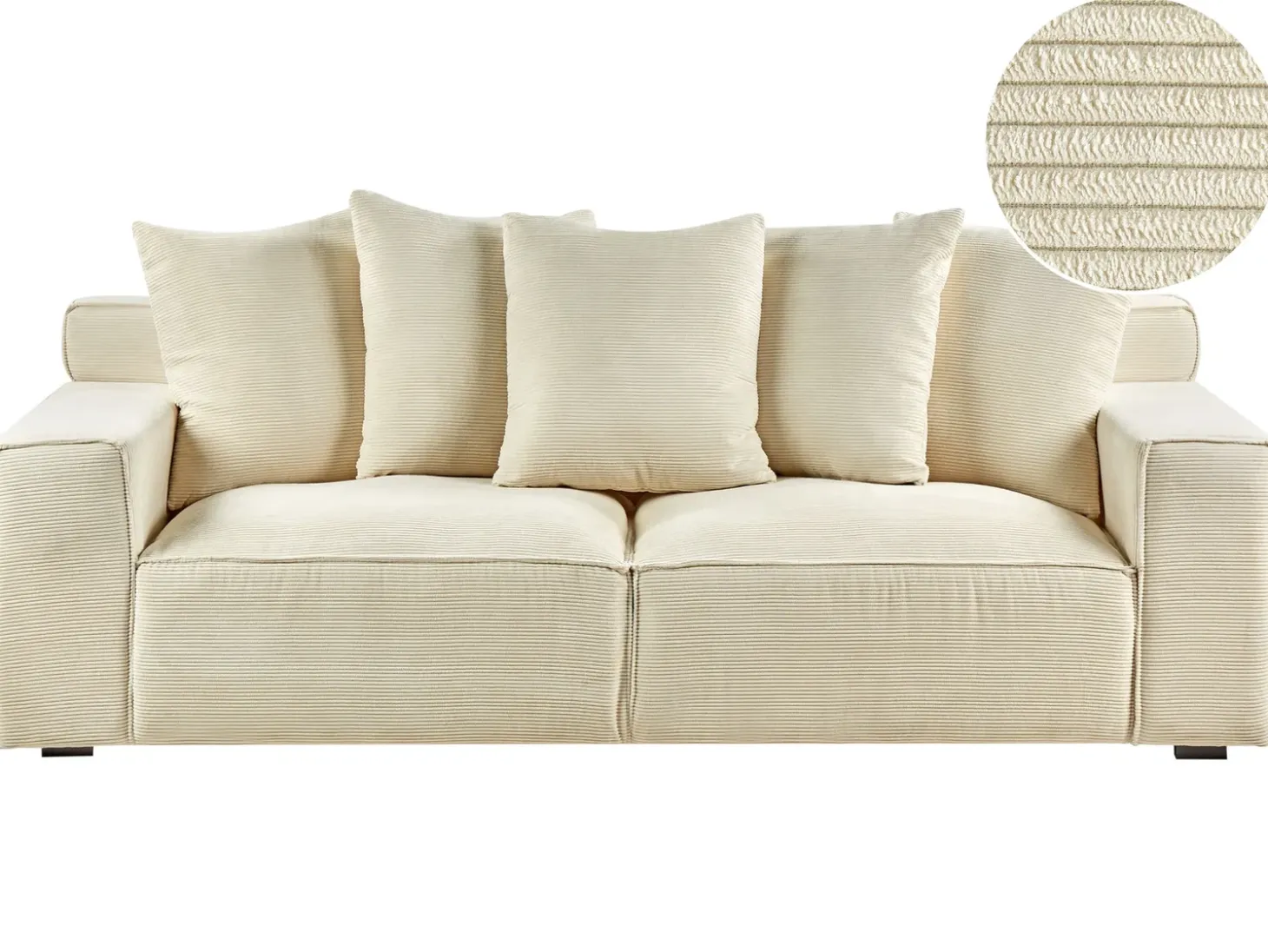 Discount Sofa dla 3 osób VISKAN Sztruks Jasno Sofy Tapicerowane|Wszystkie Sofy
