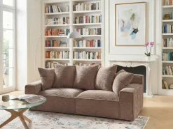 Sale Sofa dla 3 osób VISKAN Sztruks Piaskowy Sofy Tapicerowane|Wszystkie Sofy