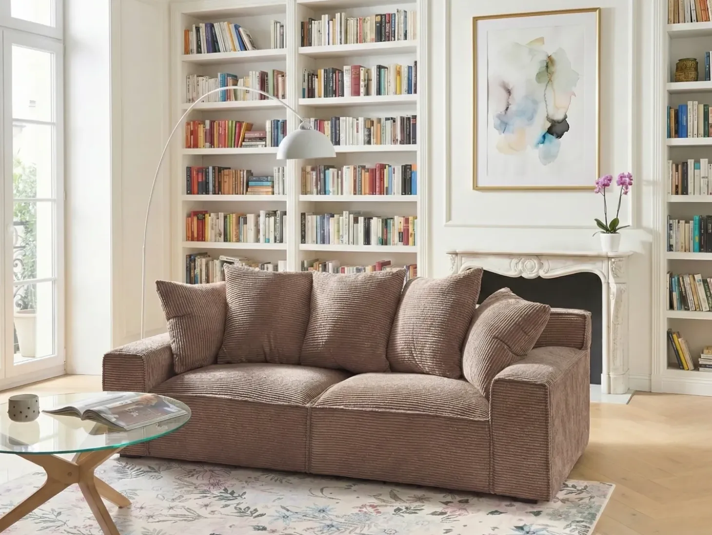 Sale Sofa dla 3 osób VISKAN Sztruks Piaskowy Sofy Tapicerowane|Wszystkie Sofy