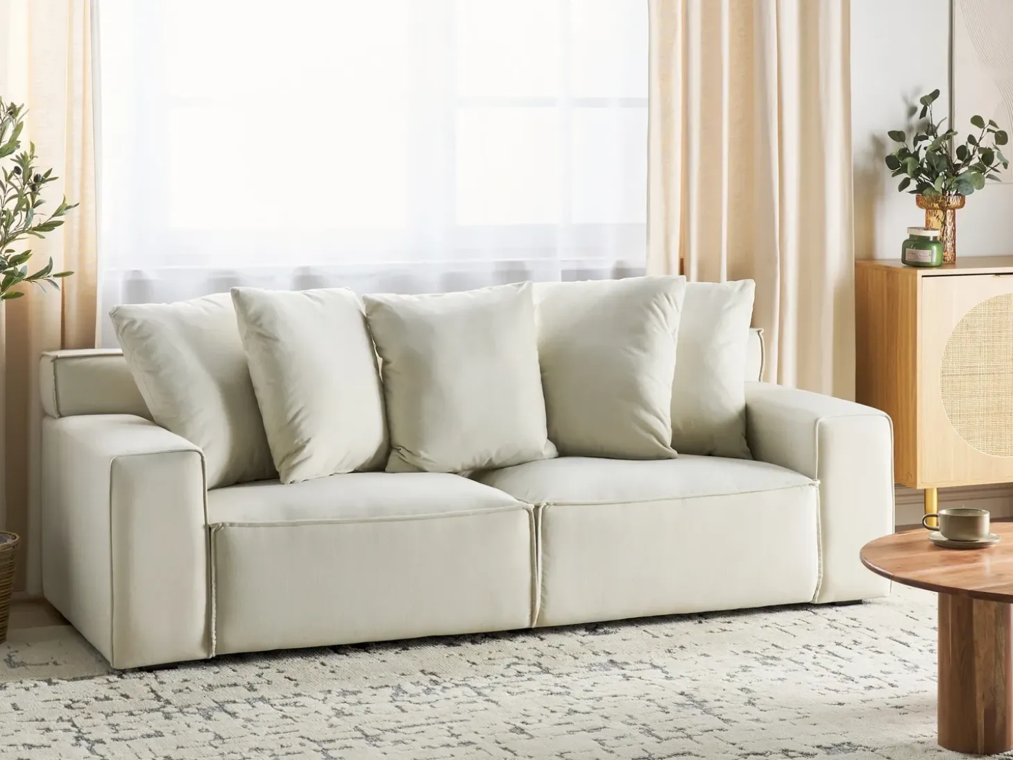 Best Sofa dla 3 osób VISKAN Złamana biel Sofy Tapicerowane|Wszystkie Sofy