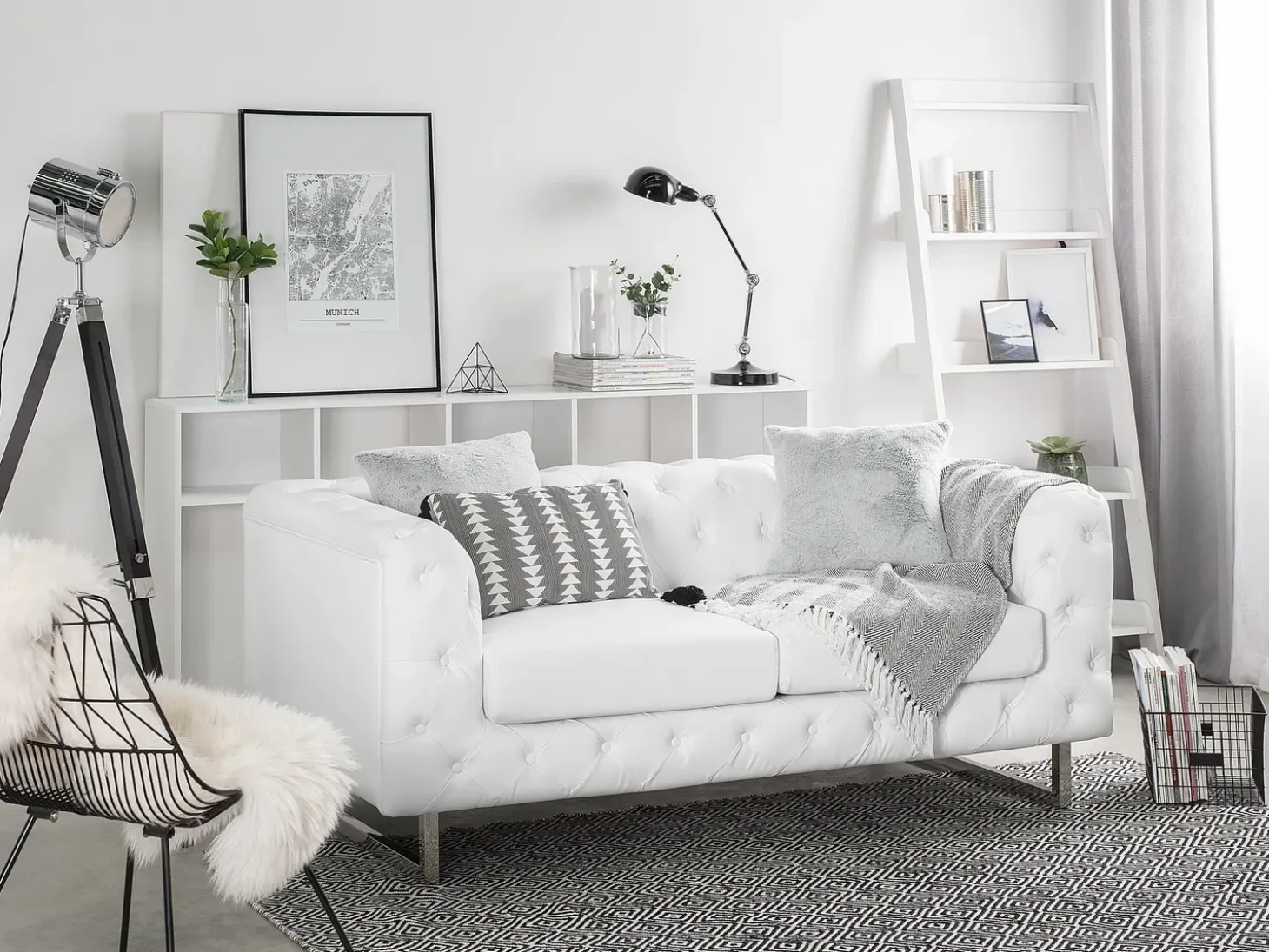 Best Sofa dla 2 osób VISSLAND Ekoskóra Biały Sofy Dwuosobowe|Kolekcje Sof