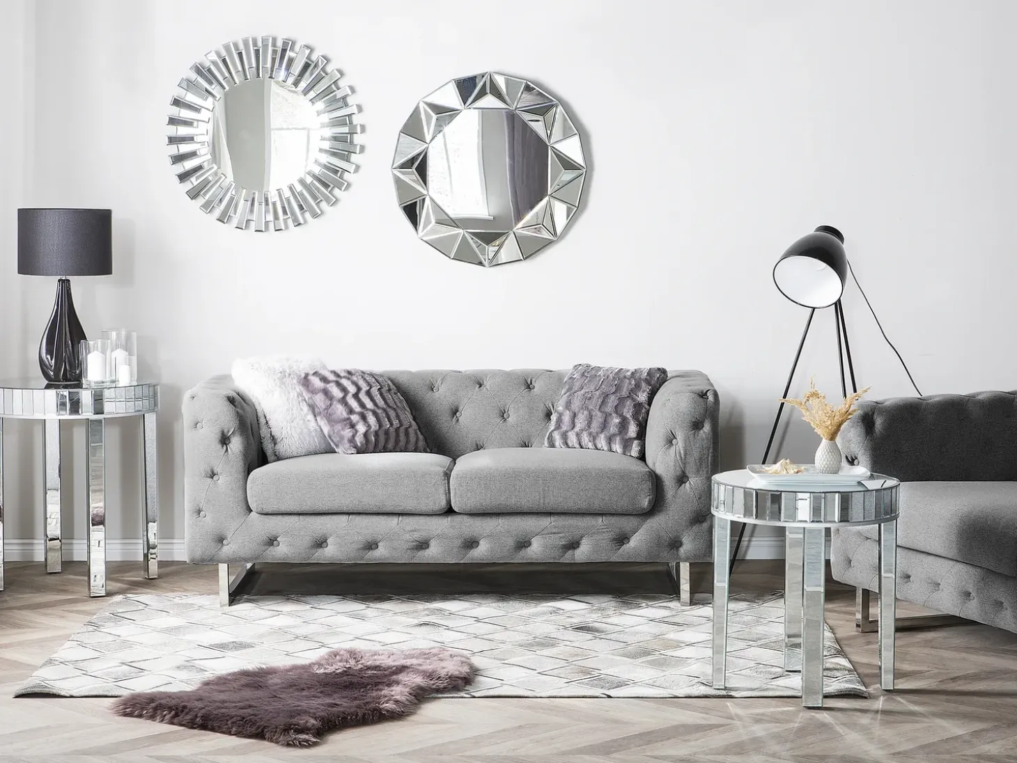 Sofa dla 2 osób VISSLAND Jasnoszary Sofy Tapicerowane|Sofy Dwuosobowe