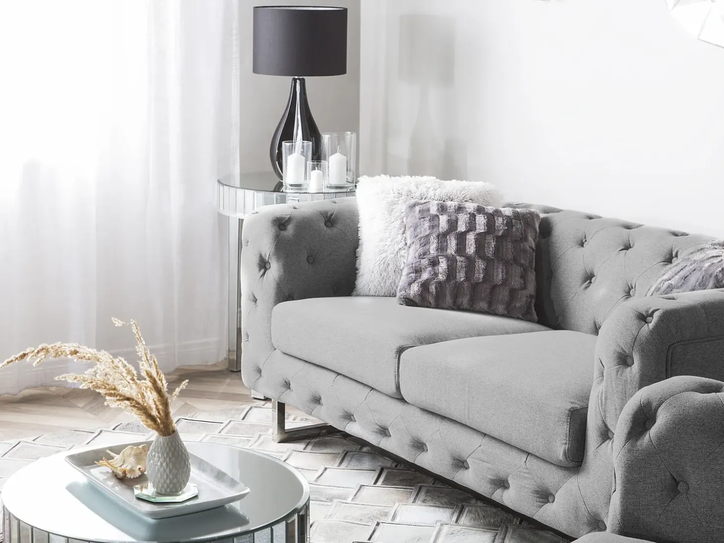 Sofa dla 2 osób VISSLAND Jasnoszary Sofy Tapicerowane|Sofy Dwuosobowe
