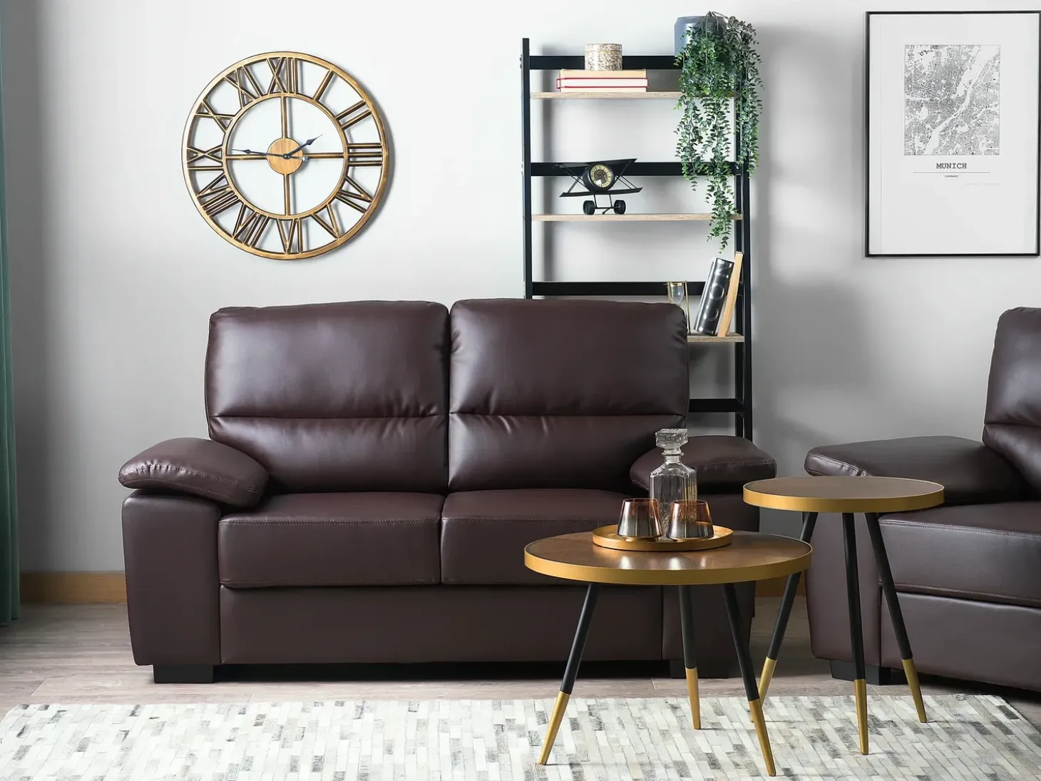 Hot Sofa dla 2 osób VOGAR Ekoskóra Ciemnobrązowy Sofy Dwuosobowe|Kolekcje Sof