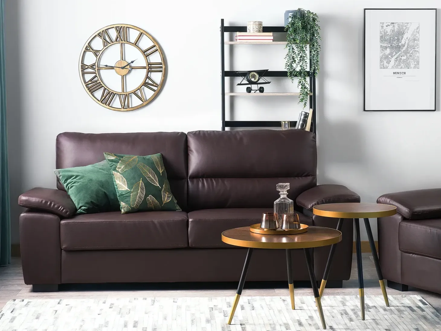 Sofa dla 3 osób VOGAR Ekoskóra Ciemnobrązowy Kolekcje Sof|Sofy Skórzane