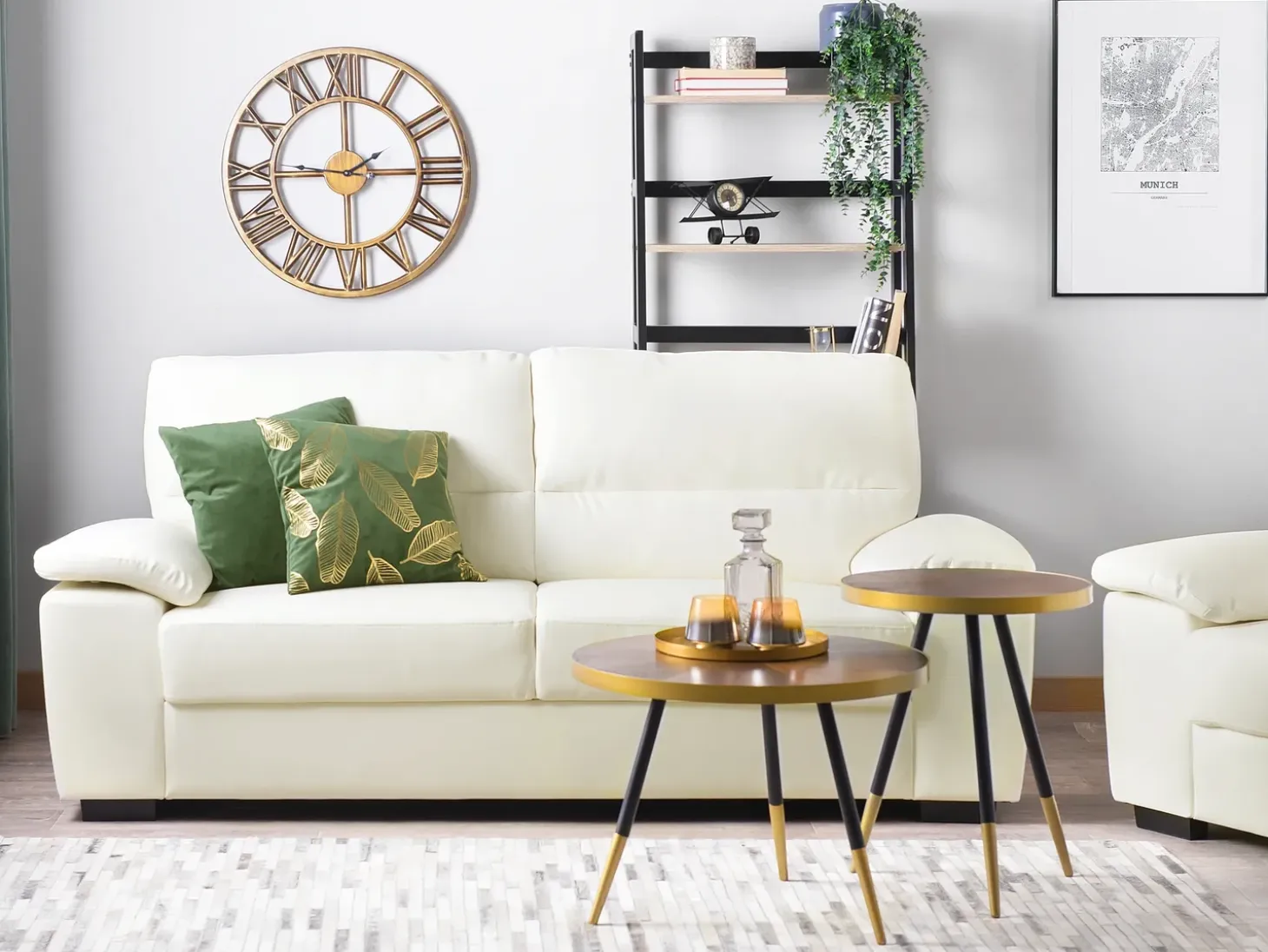Outlet Sofa dla 3 osób VOGAR Ekoskóra Złamana biel Kolekcje Sof|Sofy Skórzane