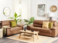 Online Sofa dla 2 osób VOGAR Ekoskóra Złoty brąz Sofy Dwuosobowe|Kolekcje Sof