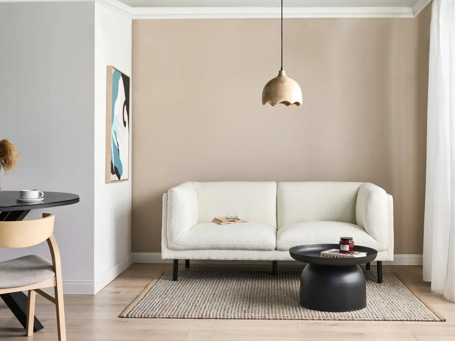 Outlet Sofa dla 2 osób VORGOD Boucle Złamana biel Sofy Tapicerowane|Sofy Dwuosobowe