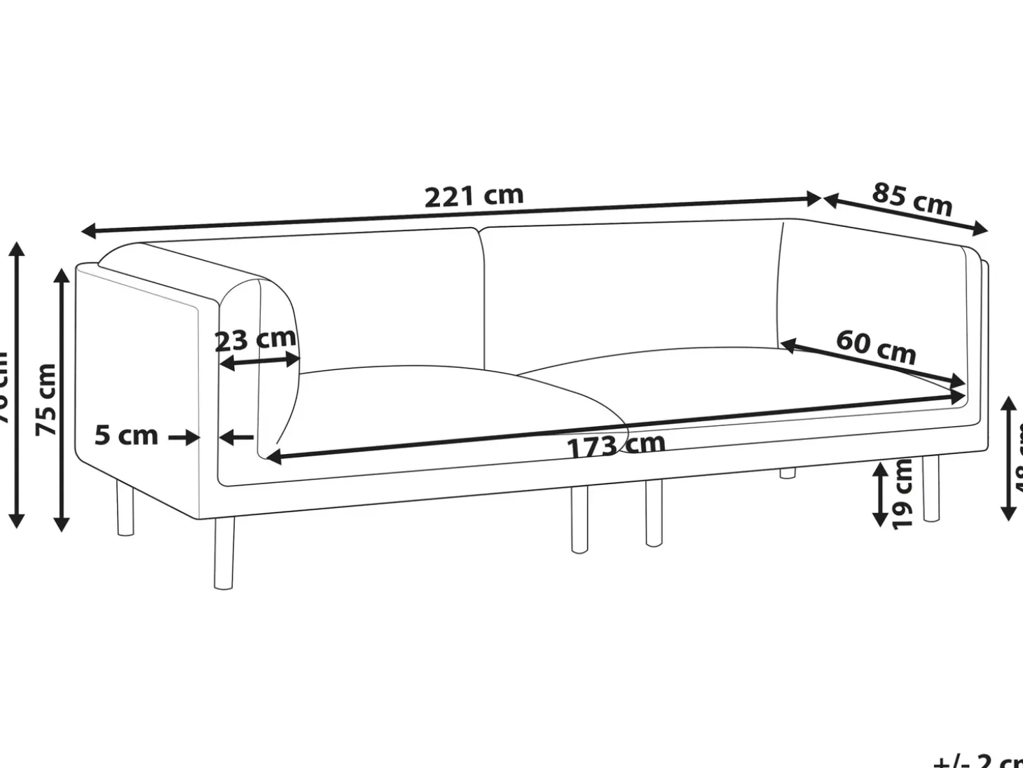 Hot Sofa dla 3 osób VORGOD Jasnobrązowy Sofy Tapicerowane|Kolekcje Sof