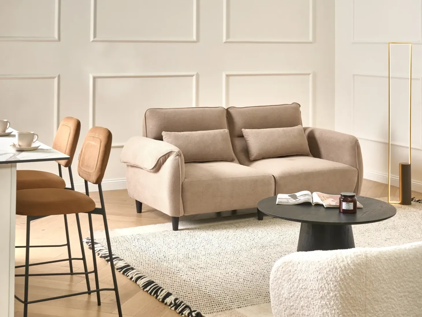 New Sofa dla 3 osób WETLAN Jasnobrązowy Sofy Tapicerowane|Wszystkie Sofy