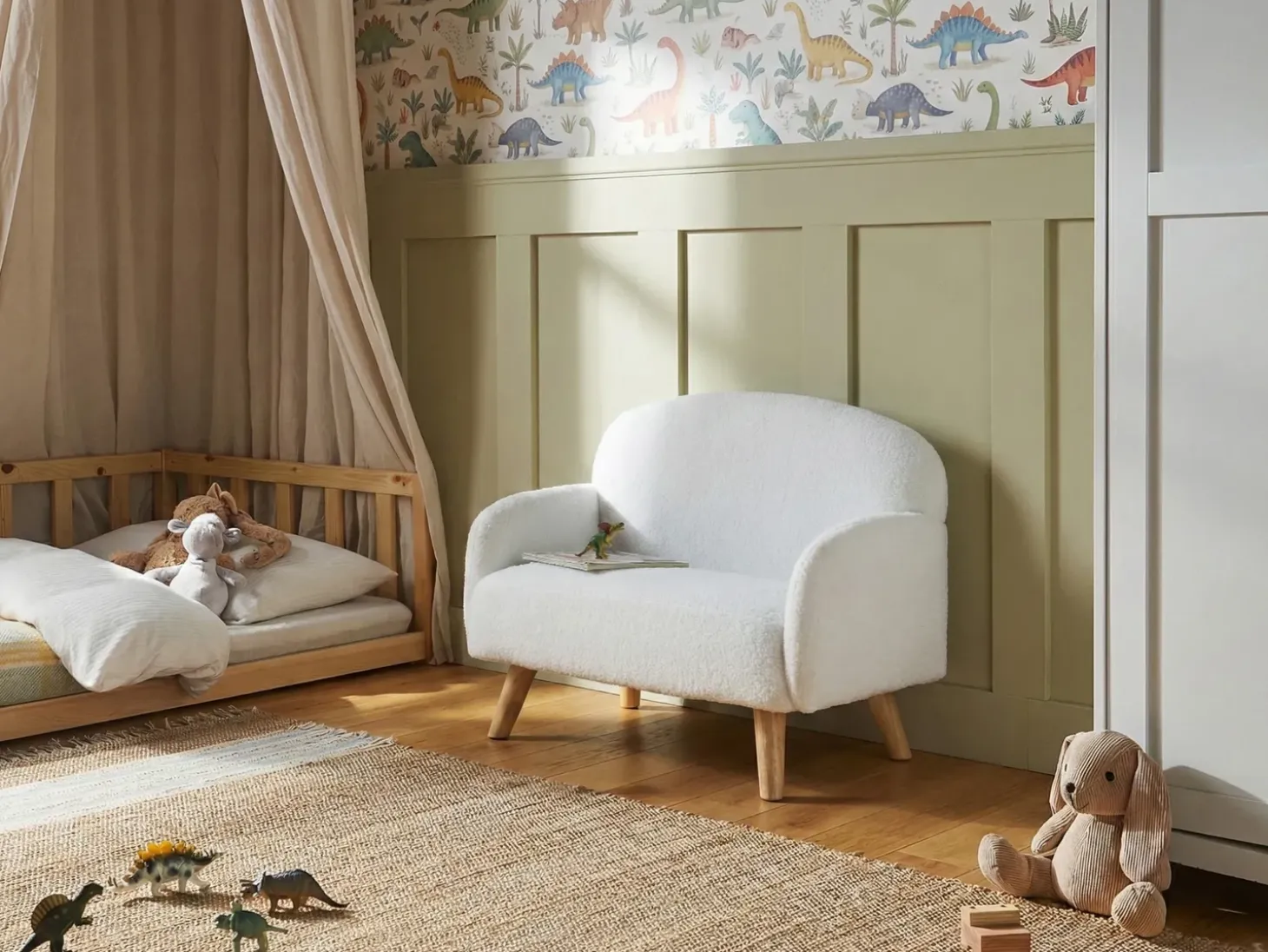 Discount Sofa dziecięca OTTAL Boucle Biały Dzieci Sofy Dziecięce|Sofy Dziecięce