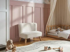 Clearance Sofa dziecięca RISBY Welur Beżowy Dzieci Sofy Dziecięce|Sofy Dziecięce