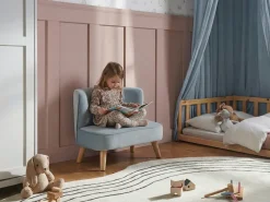 Outlet Sofa dziecięca RISBY Welur Błękitny Dzieci Sofy Dziecięce|Sofy Dziecięce