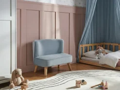 Outlet Sofa dziecięca RISBY Welur Błękitny Dzieci Sofy Dziecięce|Sofy Dziecięce