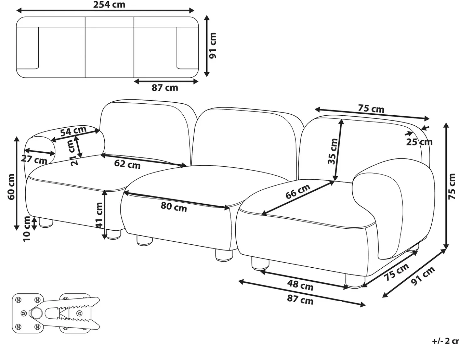 Sofa modułowa dla 3 osób AMLI Beżowy Wszystkie Sofy|Kolekcje Sof
